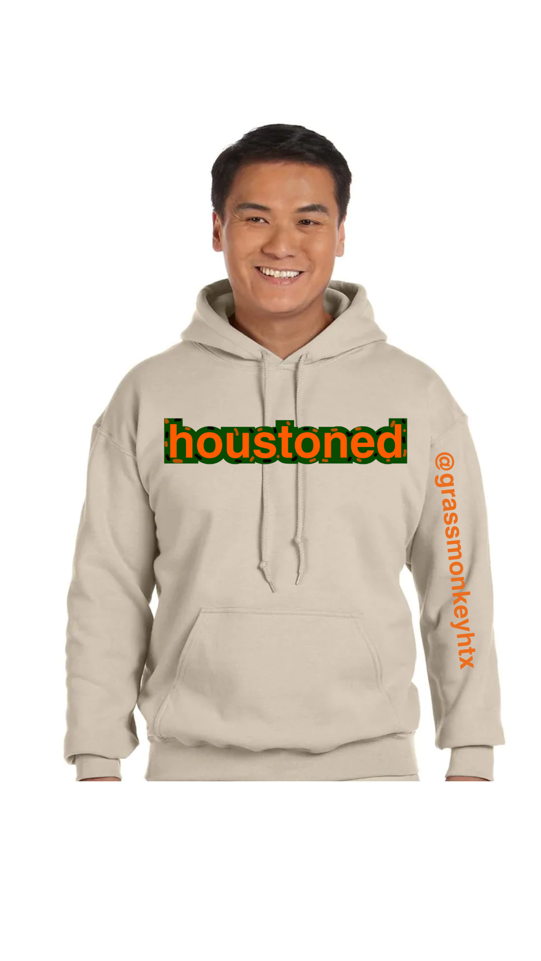 Camo logo, tan hoodie