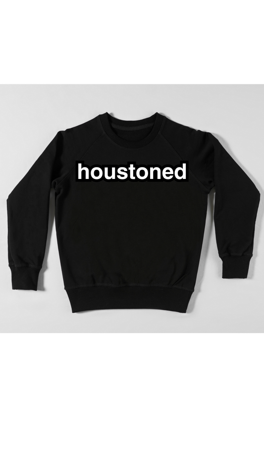 Blk Sweater w/ White Lettering Black Background